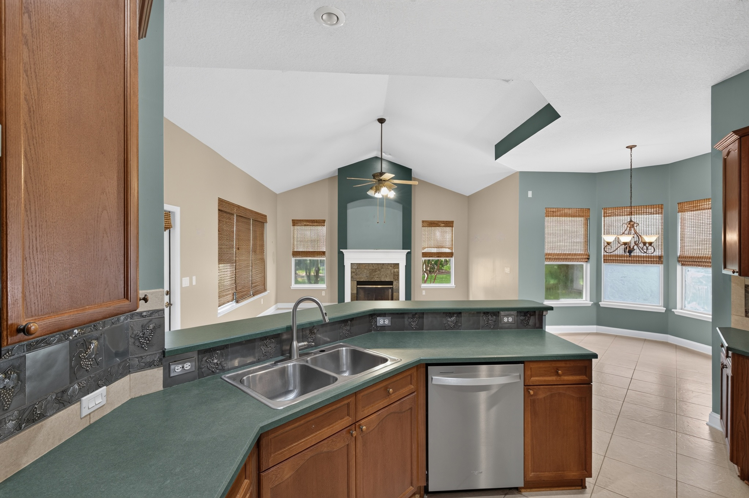 Kitchen open to the family room
